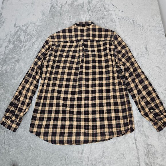 Carhartt Shirt Mens Large Navy Tan Gold Plaid Flannel Button Up Workwear - Picture 5 of 8